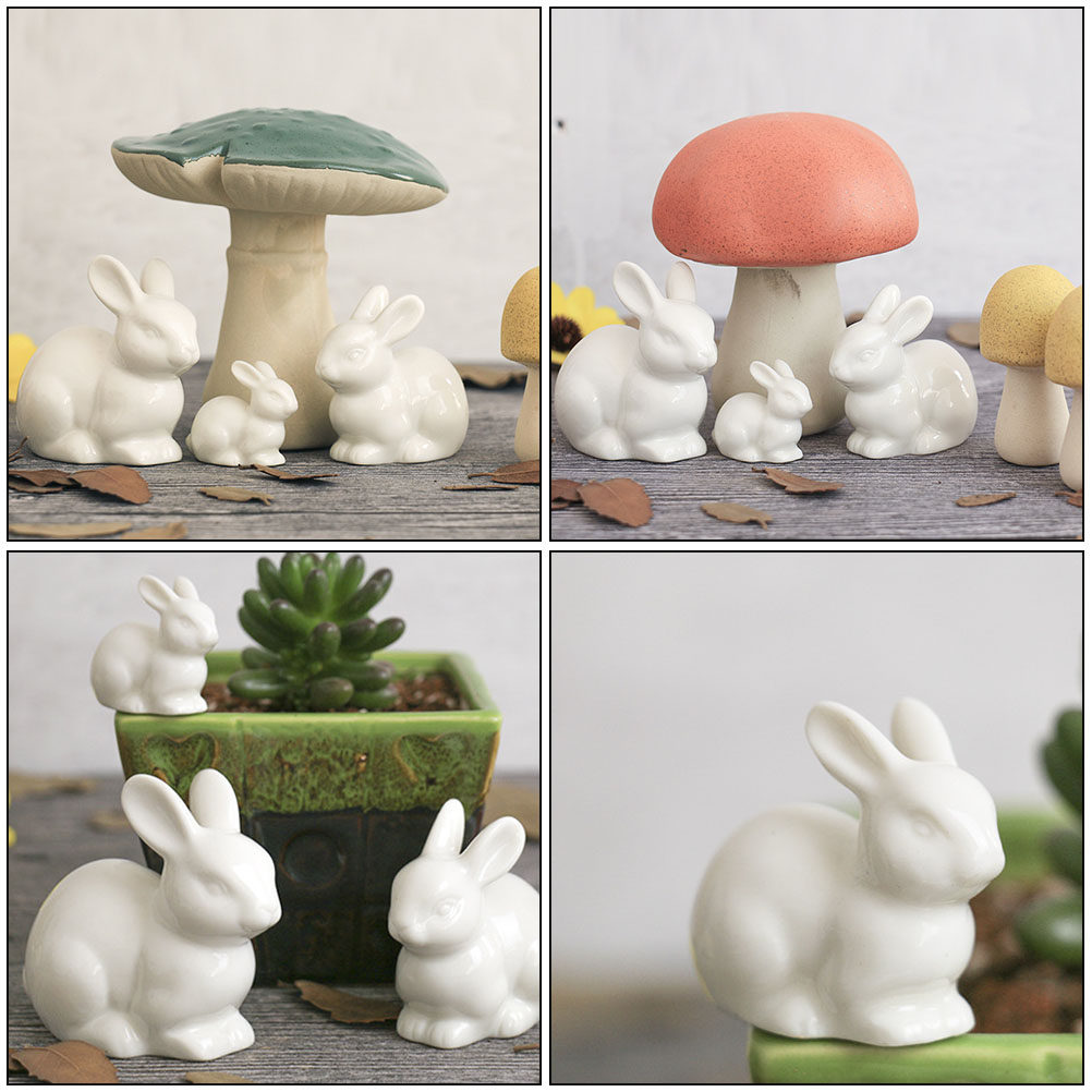 5Pcs Small Ceramic Rabbit Deco - Bonsai Garden Landscape Design ulasan dan harga